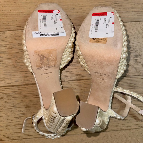 JIMMY CHOO Sacaria 120mm Pearly-Stud Platform Sandals 40 - Picture 8 of 8